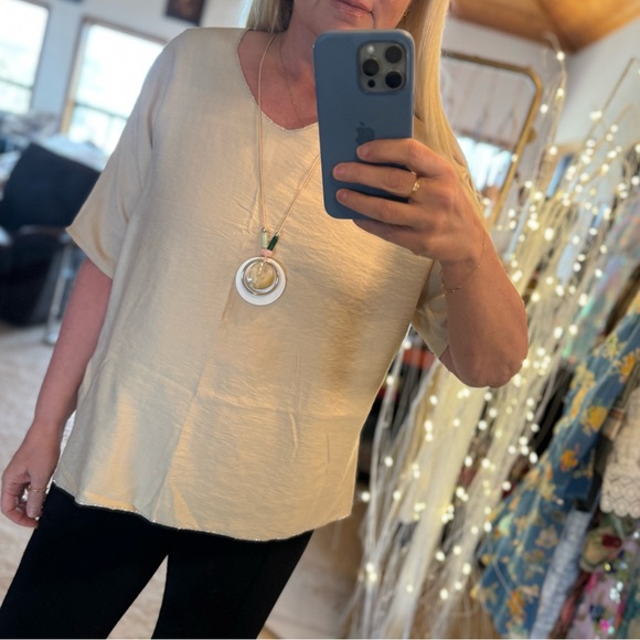 Italian Linen Silver Stitch Top, Made In Italy - Picture 2 of 12